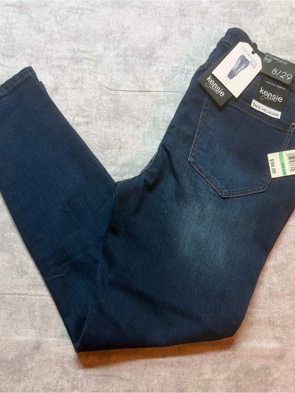 Kensie Women's Blue Dark Wash Mid Rise Slim Ankle Stretch Denim Jeans NWT